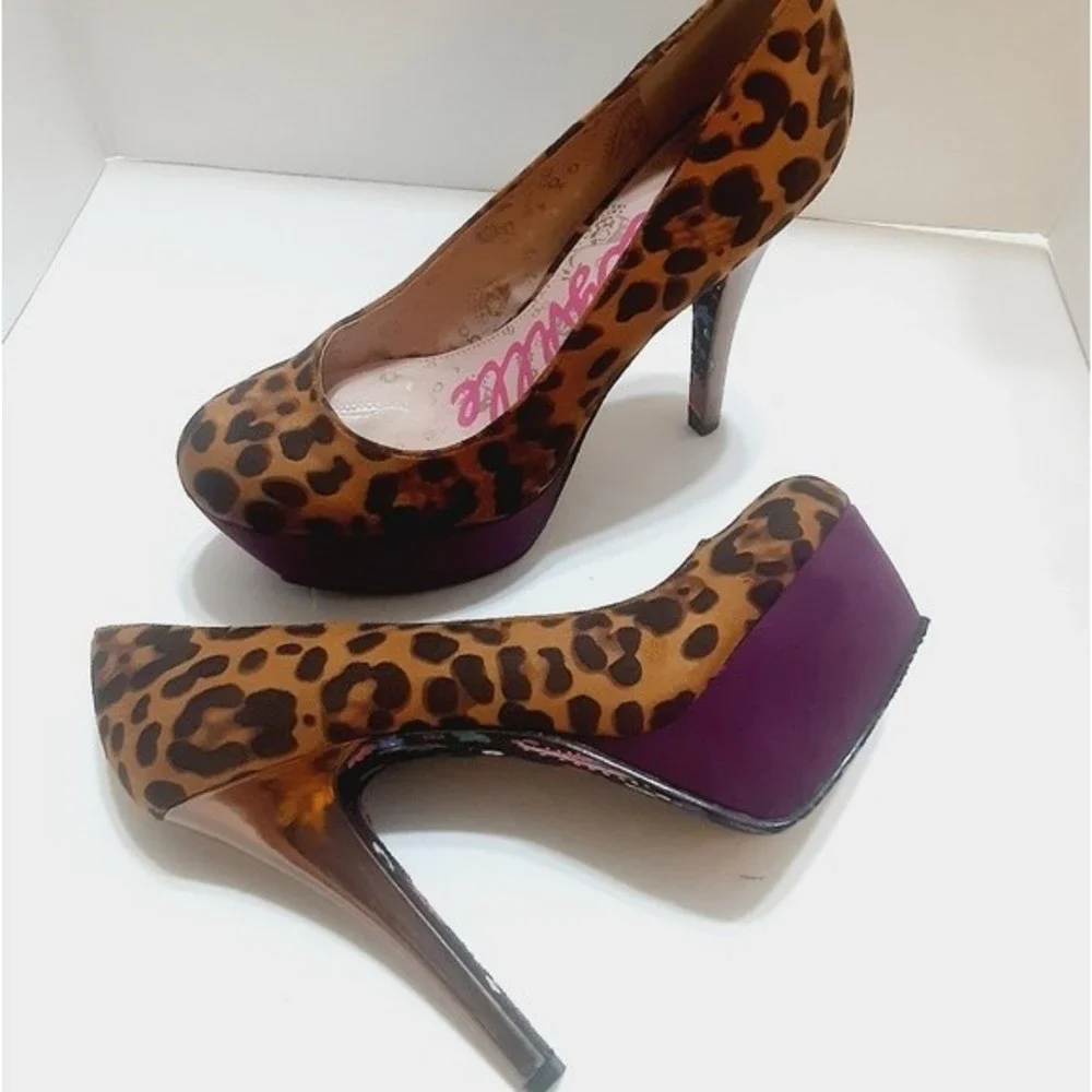 Betseyville By Betsey Johnson Leopard Platform Stiletto Heels US 9.5 Sexy High